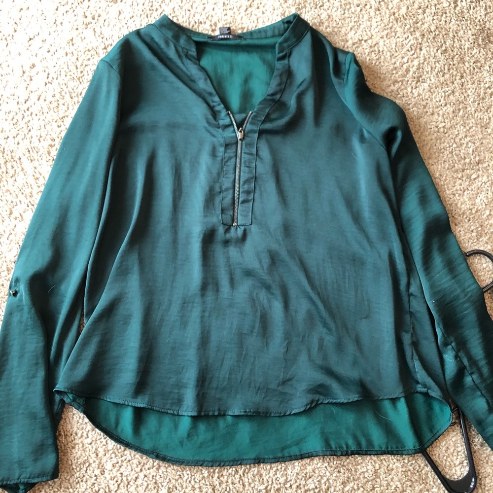 Dark green blouse with zipper